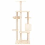 Kattenmeubel met sisal krabpalen 142 cm crèmekleurig - Afbeelding 4