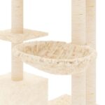 Kattenmeubel met sisal krabpalen 142 cm crèmekleurig - Afbeelding 6