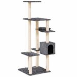 Kattenmeubel met sisal krabpalen 142 cm donkergrijs - Afbeelding 2