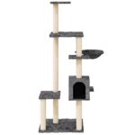 Kattenmeubel met sisal krabpalen 142 cm donkergrijs - Afbeelding 3