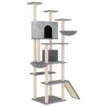 Kattenmeubel met sisal krabpalen 191 cm lichtgrijs – Image 2