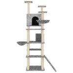 Kattenmeubel met sisal krabpalen 191 cm lichtgrijs – Image 3