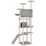 Kattenmeubel met sisal krabpalen 191 cm lichtgrijs – Image 5