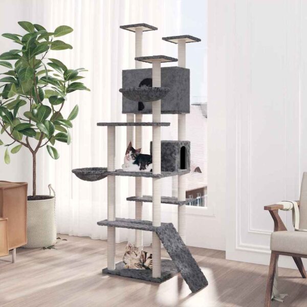 Kattenmeubel met sisal krabpalen 191 cm donkergrijs