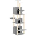 Kattenmeubel met sisal krabpalen 180 cm lichtgrijs – Image 2