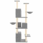 Kattenmeubel met sisal krabpalen 180 cm lichtgrijs – Image 4