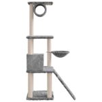 Kattenmeubel met sisal krabpalen 131 cm lichtgrijs - Afbeelding 4
