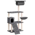 Kattenmeubel met sisal krabpalen 131 cm donkergrijs - Afbeelding 2