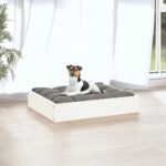 Hondenmand 51,5x44x9 cm massief grenenhout wit - Afbeelding 3