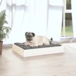 Hondenmand 61,5x49x9 cm massief grenenhout wit - Afbeelding 3