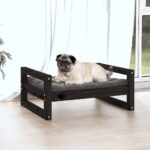 Hondenmand 65,5x50,5x28 cm massief grenenhout zwart – Image 3