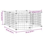 Huisdierkooi met 8 panelen en deur, zwart 70x70x35 cm staal - Image 8