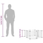 Huisdierkooi met 8 panelen en deur, zwart 70x70x35 cm staal - Image 9