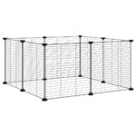 Huisdierkooi met 8 panelen, zwart, 70x70x35 cm, staal - Image 5