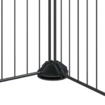 Huisdierkooi met 8 panelen en deur, zwart 70x70x35 cm staal - Image 7