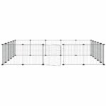 Huisdierenkooi met deur 20 panelen 35x35 cm staal zwart - Image 4