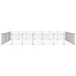Huisdierenkooi met deur 28 panelen 35x35 cm staal zwart – Image 4
