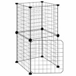 Huisdierenkooi met deur 8 panelen 35x35 cm staal zwart – Image 2