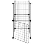 Huisdierenkooi met deur 8 panelen 35x35 cm staal zwart – Image 5
