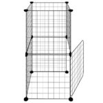 Huisdierenkooi met deur 8 panelen 35x35 cm staal zwart – Image 6