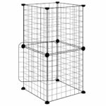 Huisdierenkooi met deur 8 panelen 35x35 cm staal zwart – Image 7