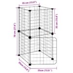 Huisdierenkooi met deur 8 panelen 35x35 cm staal zwart – Image 9