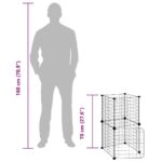 Huisdierenkooi met deur 8 panelen 35x35 cm staal zwart – Image 10