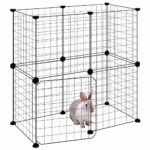 Huisdierenkooi met deur 12 panelen 35x35 cm staal zwart - Image 3