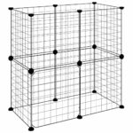 Huisdierenkooi met deur 12 panelen 35x35 cm staal zwart - Image 4