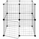 Huisdierenkooi met deur 12 panelen 35x35 cm staal zwart - Image 5