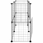 Huisdierenkooi met deur 12 panelen 35x35 cm staal zwart - Image 6