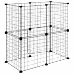 Huisdierenkooi met deur 12 panelen 35x35 cm staal zwart - Image 7