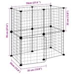 Huisdierenkooi met deur 12 panelen 35x35 cm staal zwart - Image 9