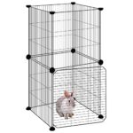 Huisdierenkooi met deur 8 panelen 35x35 cm staal zwart – Image 3