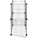 Huisdierenkooi met deur 8 panelen 35x35 cm staal zwart – Image 5