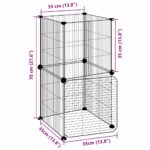 Huisdierenkooi met deur 8 panelen 35x35 cm staal zwart – Image 9