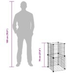 Huisdierenkooi met deur 8 panelen 35x35 cm staal zwart – Image 10