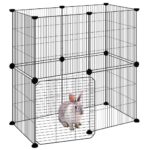 Huisdierenkooi met deur 12 panelen 35x35 cm staal zwart - Afbeelding 3