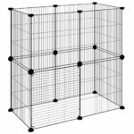 Huisdierenkooi met deur 12 panelen 35x35 cm staal zwart - Afbeelding 4