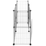 Huisdierenkooi met deur 12 panelen 35x35 cm staal zwart - Afbeelding 6