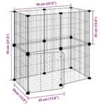 Huisdierenkooi met deur 12 panelen 35x35 cm staal zwart - Afbeelding 9