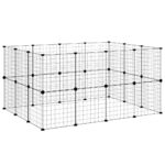 Huisdierenkooi met deur 28 panelen 35x35 cm staal zwart - Image 4