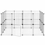 Huisdierenkooi met deur 28 panelen 35x35 cm staal zwart - Image 5