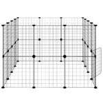 Huisdierenkooi met deur 28 panelen 35x35 cm staal zwart - Image 6