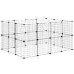 Huisdierenkooi met deur 28 panelen 35x35 cm staal zwart - Image 7