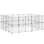 Huisdierenkooi met deur 36 panelen 35x35 cm staal zwart - Afbeelding 2