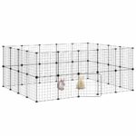 Huisdierenkooi met deur 36 panelen 35x35 cm staal zwart - Afbeelding 3