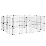 Huisdierenkooi met deur 36 panelen 35x35 cm staal zwart - Afbeelding 4