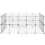 Huisdierenkooi met deur 36 panelen 35x35 cm staal zwart - Afbeelding 5