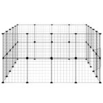 Huisdierenkooi met deur 36 panelen 35x35 cm staal zwart - Afbeelding 6